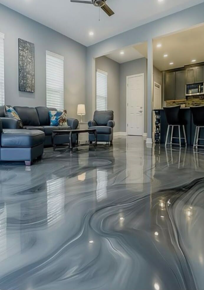 Metallic epoxy resin floor · black and silver, kitchen by Artisan Bespoke Walls and Floors, London and Kent